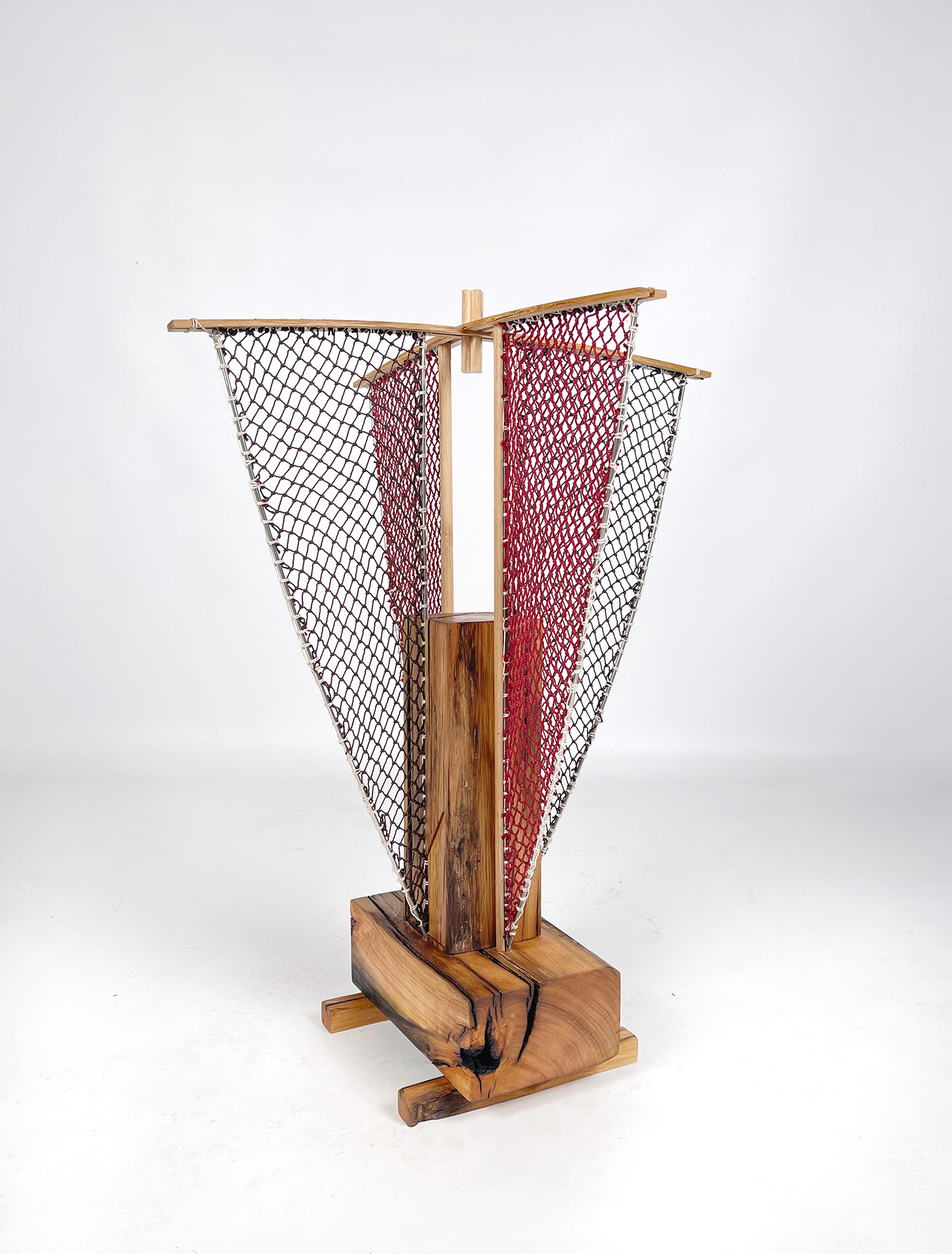 Relinga 2/3 - Oiled raft wood, thread, and fishing nets - 2025